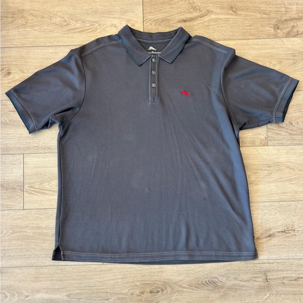 Tommy Bahama Charcoal Polo with Red Accent